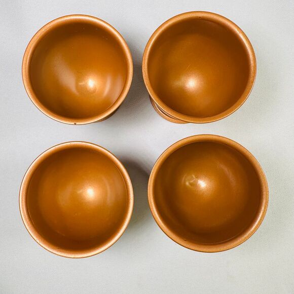 Vintage Metallic Copper Colored Pedestal Non-Food Set of 4 Cups Minor Flaws - Picture 5 of 9